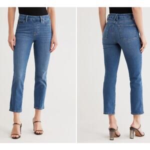 Good American Pull-On Straight Leg Jeans Medium Wash Jeans Indigo Blue Women's 4